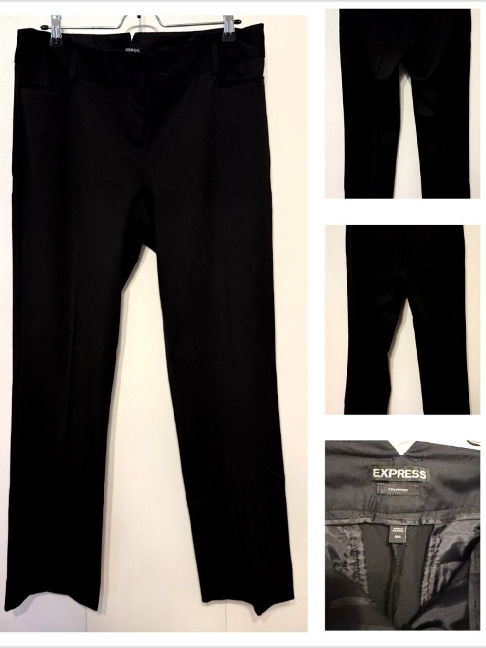 Express Columnist Black Dress Pants Womens 10R Straight Leg Career Slacks